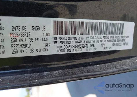 2013 Dodge Journey Sxt z USA, uszkodzony, nr VIN 3C4PDCBG0DT532680